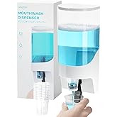 Umimile Mouthwash Dispenser for Bathroom, Plastic Mouthwash Dispenser Wall Mounted, 30.4oz(900ml) Mouthwash Container with 10Pcs Reusable Cups,White