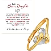 DIOWUS Hug Ring For Daughter, Always With You Motivational Stainless Steel Open Spiral Wrap Twist Rings Dainty Trendy Christmas Birthday Gift Jewelry