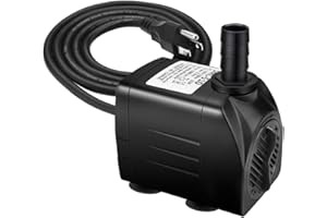 Jhua Water Fountain Pump 300GPH (1100L/H, 21W) Submersible Water Pump, Ultra Quiet Fountain Pumps Submersible Outdoor with 5.9ft Power Cord, 3 Nozzles for Aquarium, Tank, Pond, Statuary, Hydroponics