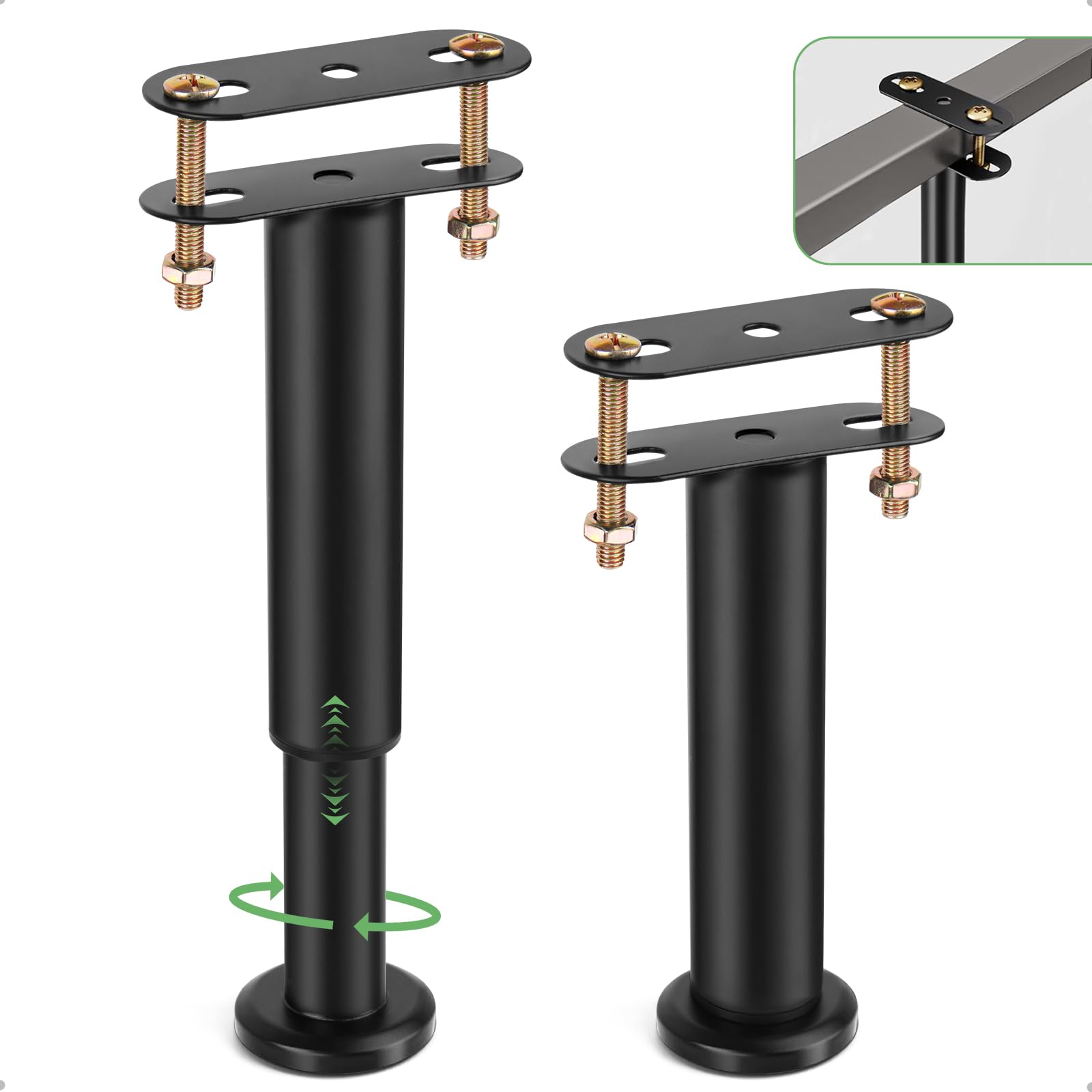 HUALIANG Bed Support Legs, 2 Pcs Adjustable Bed Legs, Retractable Furniture Support Feet, Metal Bed Feet Heavy Duty Bed Center Frame Slat Support Leg for Bed Sofa Cabinet Frame Replacement Parts 25-42