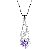 Blaniy Infinity Necklace 925 Sterling Silver Celtic Knot Pendant Princess Cut Birthstone Necklace Jewelry Gifts for Women