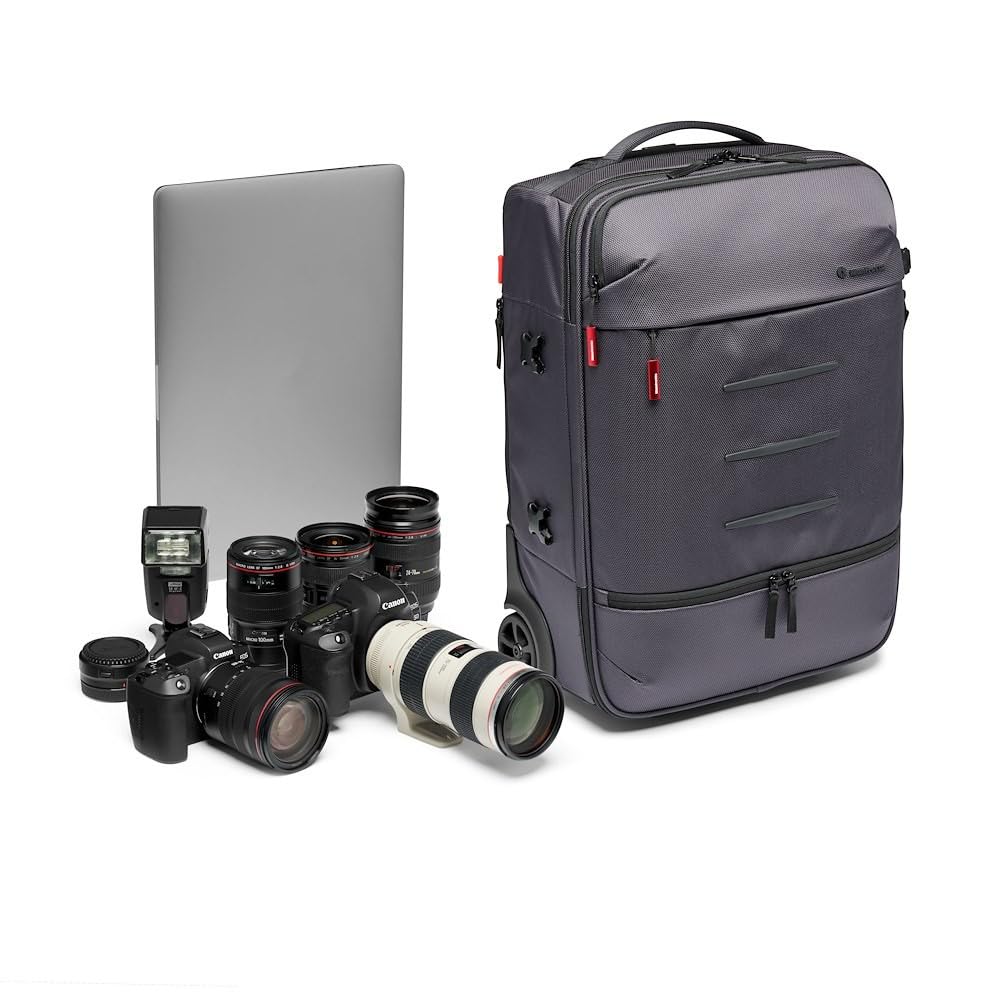 Manfrotto MB MN-R-RN-50 Manhattan Runner-50 Camera Roller Bag, with Tripod Attachment, Removable Photo Compartment, for DSLR and Mirrorless with Medium/Long Lens, Coated Fabric