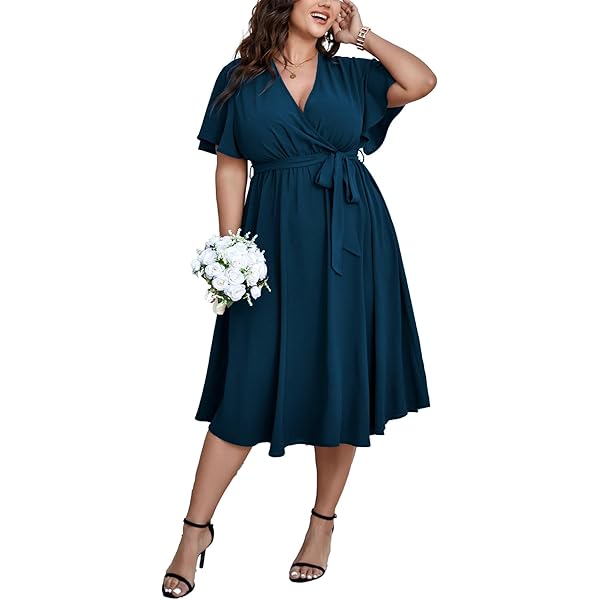 SCOMCHIC Vestido Midi De Verano De Manga Corta Para Mujer