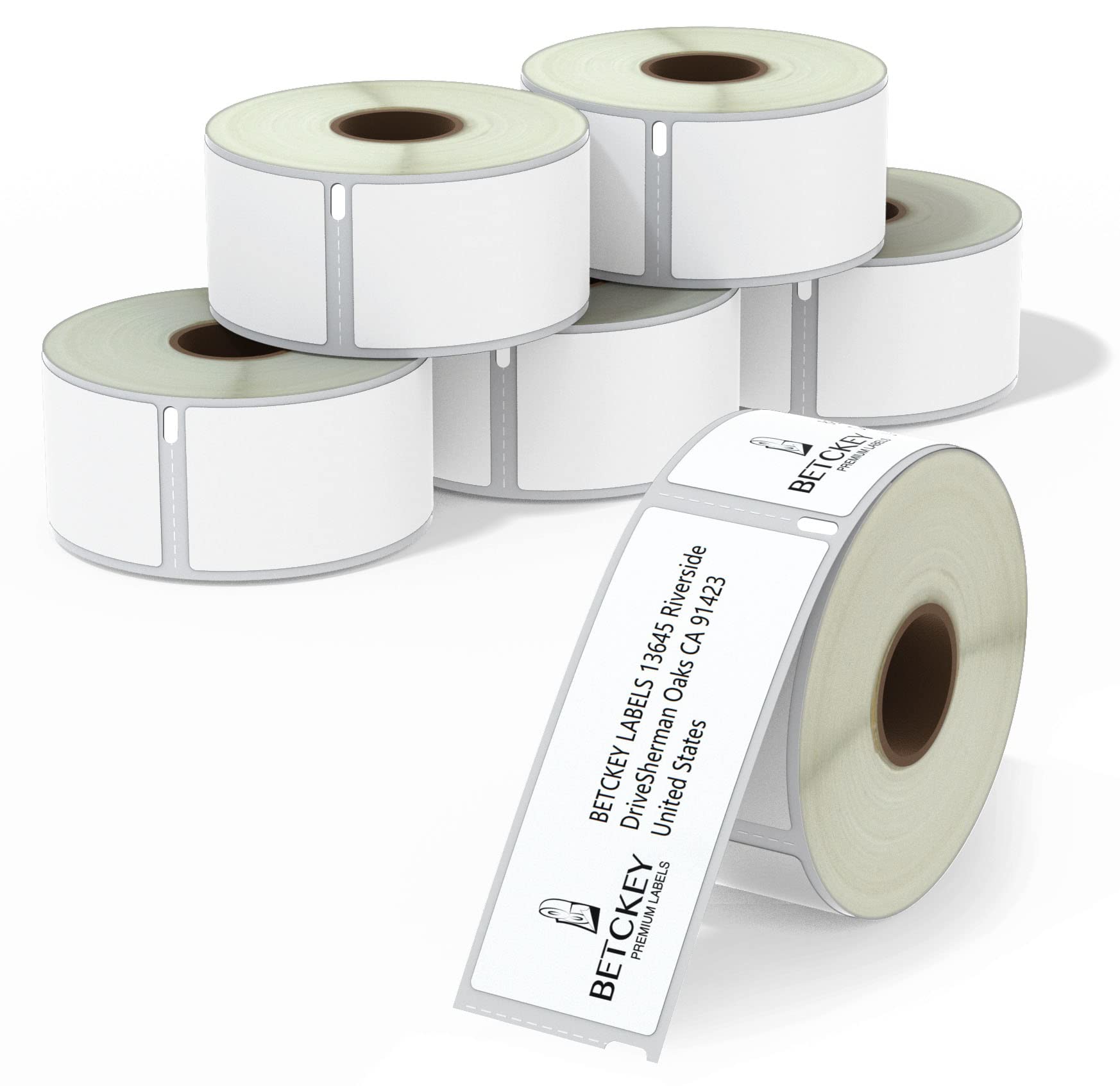 BETCKEY - 6 Rolls 99012 Self-Adhesive Labels Compatible with DYMO S0722400, 36mm x 89mm, 1560 Large Address Labels Compatible with DYMO LabelWriter 450, 4XL, NOT Fit 550 or 5XL