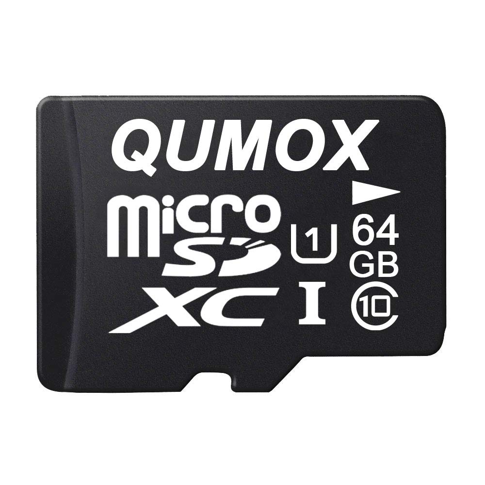 Qumox 64GB Class 10 UHS-I Memory Micro SD Card, Write Speed 20 MB/S, Read Speed Up to 40 Mb/S