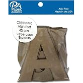 Paper Accents Chipboard Alphabet Shapes, 4" Block #2 Uppercase Letters, 40pc &ndash; Kraft Color, 100% Recycled, DIY Crafts, Painting, Scrapbooking, Embellishments