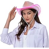 HSCTEK Light Up Holographic Space Cowboy Cowgirl Hat(Updated EL Wire)