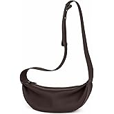 DONNAIN Genuine Leather Sling Bags Crossbody Women, Minimalist Style Casual Chest Bags with Wide Strap