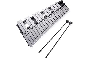 Btuty Foldable 30 Note Glockenspiel Xylophone Wooden Frame Aluminum Bars Educational Percussion Musical Instrument Professional Percussion Instrument Set for Adults & Students