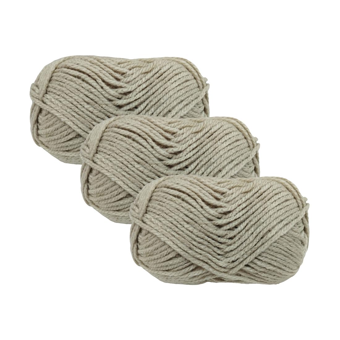 3 Units of 100 g - 120 Metres Yarn for Crochet, Knitting Yarn, Acrylic Yarn, Work Wool, Crochet Yarn, Knitting Wool (3, Beige 307)