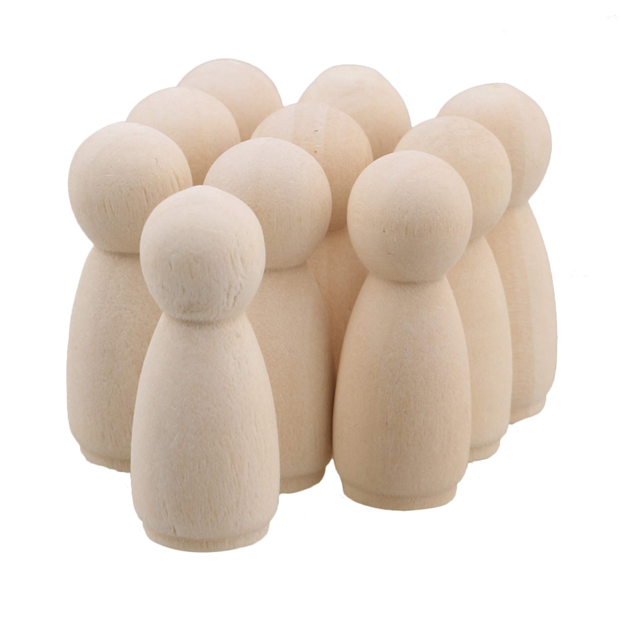 35mm x14mm Wooden Peg Doll Bodies for DIY Arts and Crafts Paint Carved Carving Set of 10