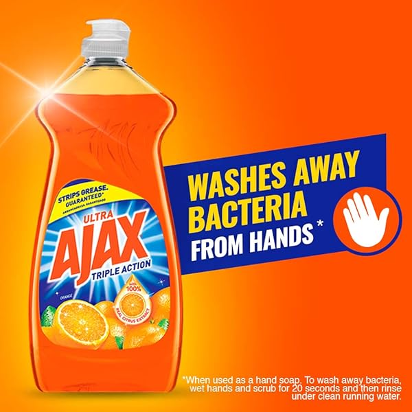 AJAX TRIPLE ACTION DISH LIQUID – ORANGE, 28 FLUID OUNCES