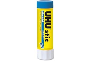 Uhu Colored Glue Stick, 1.41oz/40g Blue, rubs on Blue & Dries Clear, Washable, Solvent Free, Screw on Cap, Pack of 12, 9U 99653-40gr Blue
