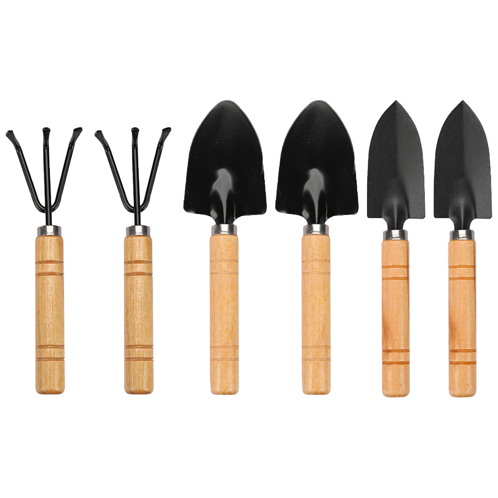 WanFengXue 6 Pcs Mini Wooden Handle Garden Tools, Indoor Succulent & Bonsai Hand Kit