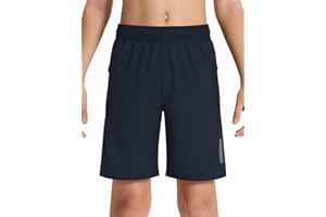 DEVOROPA Boys Athletic Shorts Lightweight Quick Dry Hiking Cargo Shorts with Zipper Pockets for Outdoor Running