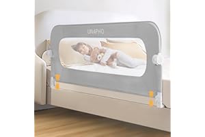 UNAPHO Bed Rail for Toddlers,Swing Down Kids Beds Rails Guard for Twin,Full,Queen,King,Bunk Size Bed,Extral Tall Child Bed Rail Guard with Reinforced Anchor Safety System (Grey, 59inch,1 Side)