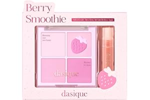 Dasique Blending Mood Cheek Special Edition #06 Berry Smoothie with FREE Juicy Dewy Tint Mini #06 Rose Apple | 4 Blendable Shades in Lightweight Smooth Powder | Korean Makeup
