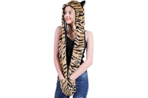 HomDSim Anime Spirit Animal Hood Hoods Furry Hoodie,Faux Fur Hat with Warm Scarf Mittens Gloves Spirit Ears and Paws