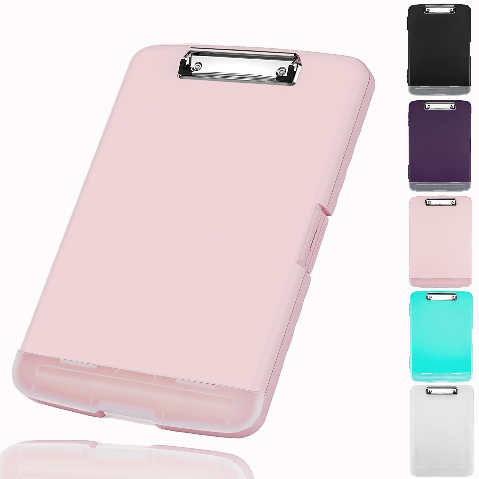 Pechor Clipboard with Storage Box A4, Plastic Clipboards with Separate Pen Compartment, Clip Board Ideal for School, Office, Medical Personnel, Side-Opening (Pink) — image 1