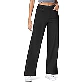 THE GYM PEOPLE Women's Wide Leg Pull on Jeans Stretchy Baggy Trendy Casual Straight Denim Pants with Pockets