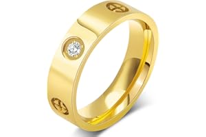 AmorArtSky Love Ring 18k Gold Silver Rings ：Friendship Ring With Screw Design Inlay Cubic Zirconia Stainless Steel Wedding Promise Bands Jewelry Mother's Day Birthday Gifts for Women, Size 6-10