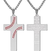 Mikovivi Baseball Cross Necklace, Stainless Steel Cross Chain for Men Baseball Necklace Religious Faith Jewelry for Men Women