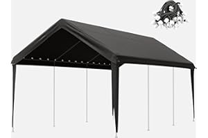 SNUBBULL 10 X 20 Ft Canopy Replacement Cover Heavy Duty Waterproof UV & Tear Resistant Car Tarp Canopy Tent Garage Top Shelter Oxford Cover with Ball Bungees (Frame is Not Included)