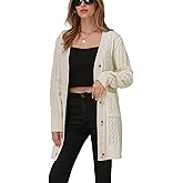 Womens Cardigan Sweaters Cable Knit Cardigan 2025 Fall Winter Button Down Sweater with Pockets