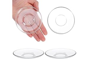 BESPORTBLE 4Pcs Transparent Glass Tea Saucers Round Coffee Plates Household Glass Tea Plates Decorative Clear