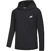 Nukuvara UPF 50+ Boys Rash Guard Hoodie Long Sleeve Youth Kids Swim Shirt UV Sun Protection Hooded for Fishing Running Beach