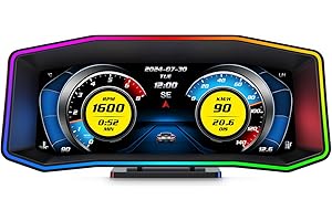 LIIIYUAN Obd2 Gauge Display for Cars P4, Digital Speedometerwith Overspeed, RPM, Water Temperature, Voltage Alarm, Heads Up Display Suitable for All Car