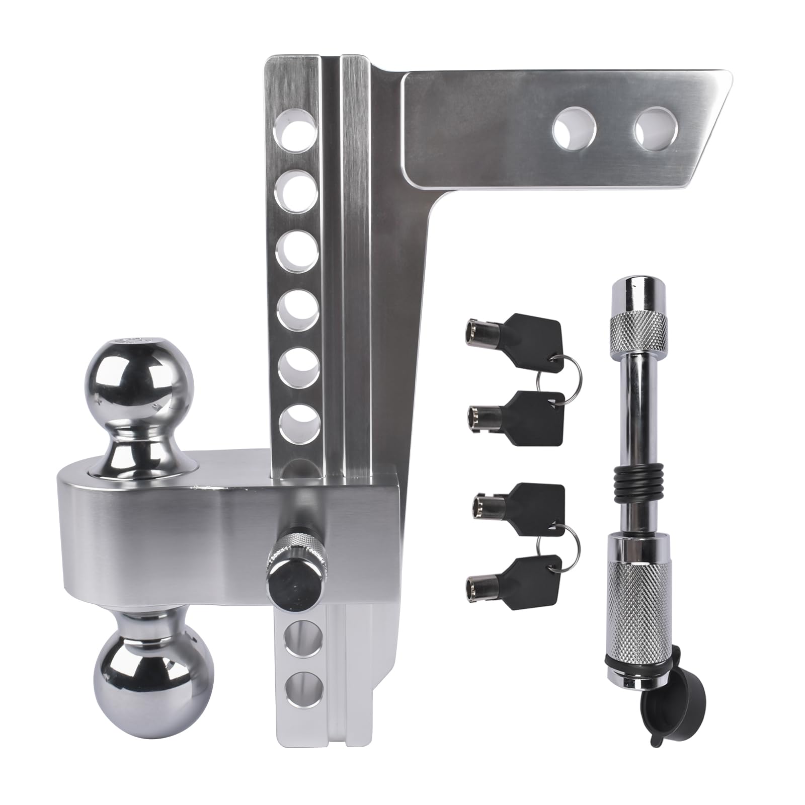 Photo 1 of AKWH 2" Receiver Adjustable Trailer Hitch, 10" Rise/Drop Aluminum Tow Hitches Heavy Duty Dual-Balls (2" & 2-5/16") Ball Mount for Truck - 12,500 LBS GTW Silver