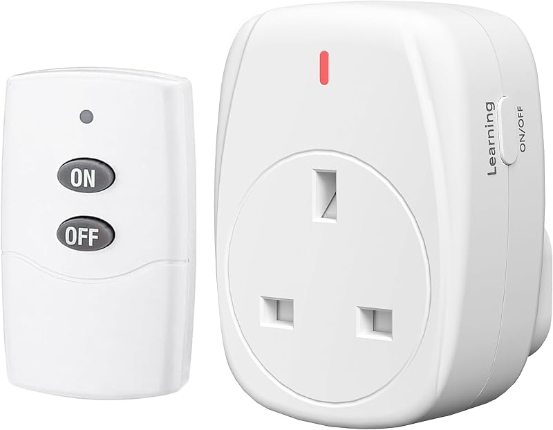 HBN Wireless Remote Control Plug Socket 13A 3120W Switch 30m Range 1 Pack