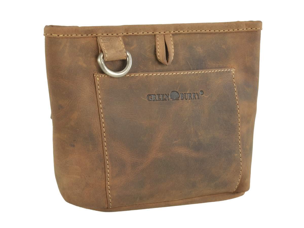 Greenburry Dog Treat Bag Food Bag Leather Reward Bag for Dogs and Horses Vintage Antique Brown with Belt Loop and Attachment Clip DB3