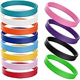 ZIQON 12 Pcs Solid Color Silicone Wristbands Blank Stretch Silicone Wristbands Colorful Rubber Bracelets for Women Men Gifts