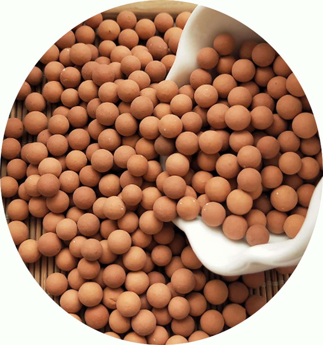 Fuwok 1kg Clay Pebbles Gardening Ceramsite, Mini Hydroponics Clay Pebbles,Hydro Ceramsite Balls(3-4mm, Earth-Red)