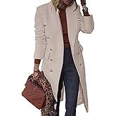 IDEALSANXUN Long Wool Coats for Women Fall Winter Trench Coat Double Breasted Dressy Jackets