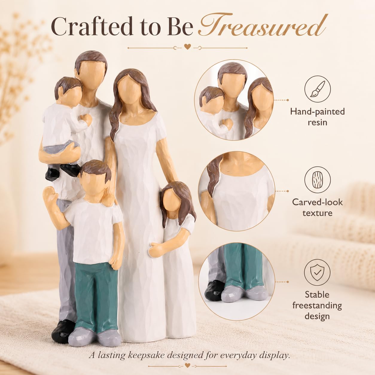 Familienfiguren: Vater, Mutter, Tochter, Sohn – eine liebevolle Geschenkidee für die Familie. Handbemalte und detailgetreue Statue von Mutter und Baby. Geburtstagsgeschenk vom Ehemann für die (Weiß) 2