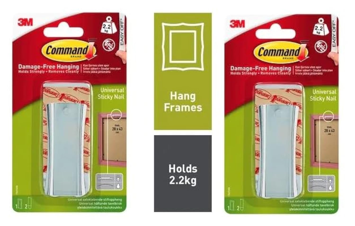 UKDeals Direct® Command Sawtooth Metal Picture Hanger Sticky Nail & Stabilizer Strips Decorate Damage Free Large Universal Frame Hanger 2.2 kg Load (2 Pack Metal Sawtooth Hanger)