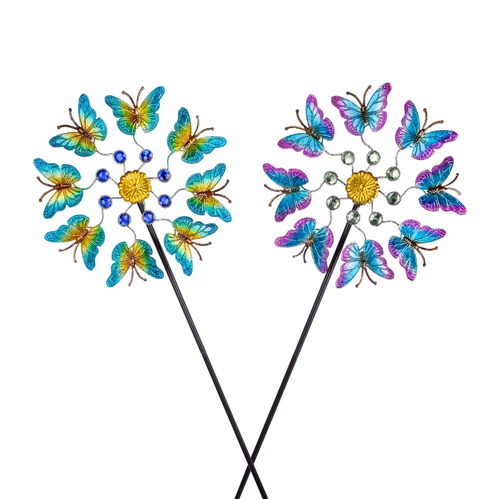 Photo 1 of Viveta 2Pack Garden Wind Spinners,Outdoor Metal Butterfly Wind Sculpture, Windmill Wind Spinner for Outdoor Yard Patio Lawn & Garden,12.5''Dia