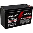 BOTKU 12V 9Ah Lithium LiFePO4 Deep Cycle Battery, 3000+ Cycle Rechargeable Lithium Iron Phosphate Battery for Solar, Fish Finder, Lighting, Off-Grid Applications with 10A BMS
