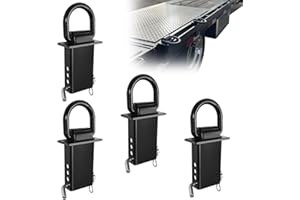 DEWHONETE 4-Pcs 5/8" Heavy Duty Removable Stake Pocket D Ring Fit for Utility Flatbed Trailers Trucks with Standard 2" x 4" Stake Pockets 15000 lbs D-Ring Tie Down Cargo Trucks 4PCS Black