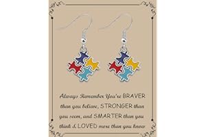 BNQL Autism Awareness Puzzle Lariat Earring Motivational Autism Gift (earring)