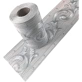 REDODECO Elegant Silver Grey Molding Wallpaper Border – 4 Inch X 32.8 Ft, Peel & Stick, Self-Adhesive, Waterproof, For Ceiling, Bathroom, Living Room, Kitchen