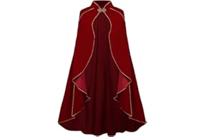 HAPNBCELE Women's Medieval Cloak Renaissance Velvet Cape with Stand-Up Collar Queen Princess Costume Halloween Christmas