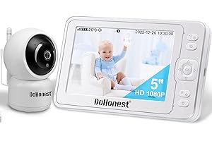 DoHonest Baby Monitor HD 1080P Camera Audio Home Wireless 5” Display Infant Video Monitoring Remote Pan Tilt Infrared Night Vision 1000ft Range Temperature Sensor S06