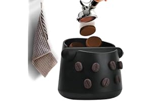 Coffee Knock Box, Espresso Knock Box with Barista Towel, Coffee Grounds Container Disposal,Removable Knock Bar and Non-Slip Rubber Base,Espresso Machine Accessories,Black, JDHAVMOS