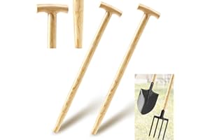 Memorywuu 2 Pcs Shovel Handle Replacement T Handle Straight Taper Wooden for Spades, Forks, Shovels, 71cm (28in) Long, 1.5 Inch Diameter