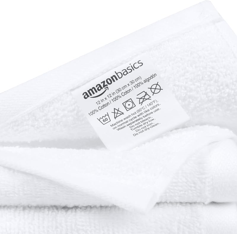 Conjunto de Toalhas de Banho Absorvente 100% Algodão Lavatório 30x30 cm, Branco, Embalar 24 Unidades
