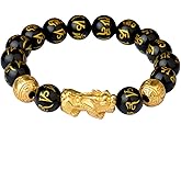 NVEOP Feng Shui Black Obsidian Wealth Bracelet, Lucky Bead Bracelet, Ideal Gift
